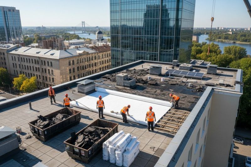 Single Ply Roof Installation detail
